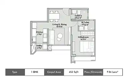 1 BHK 452 SqFt